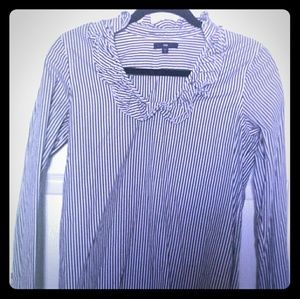 Stripped navy blue and white shirt